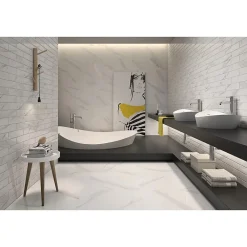 Gioia Materia Carrelage grès cérame effet marbre BLANC STATUARY 120x120 cm Blanc - Naturel - boîte de 1.44 m2- Carrelage Sol Pour Wc