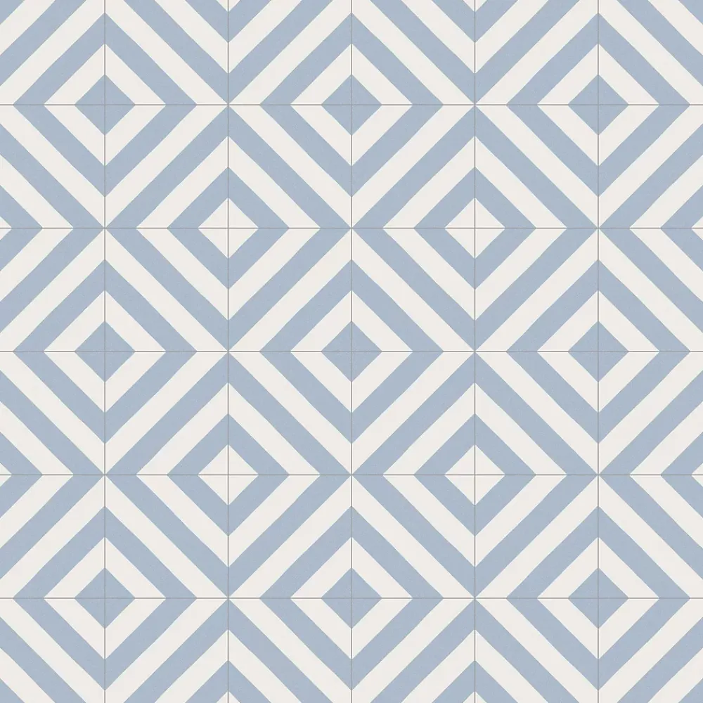 Gioia Materia Carrelage grès cérame effet carreau de ciment MAORI GOROKA 20x20 cm Bleu Ciel - Mat - boîte de 1 m2- Carrelage Sol Pour Salle De Bains