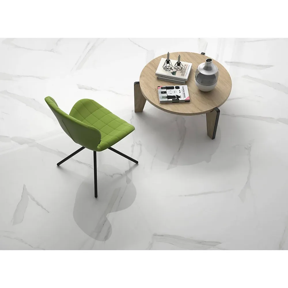 Gioia Materia Carrelage grès cérame effet marbre BLANC STATUARY 60x60 cm Blanc - Brillant / Poli - boîte de 1.44 m2- Carrelage Sol Pour Wc|Carrelage Sol Uni