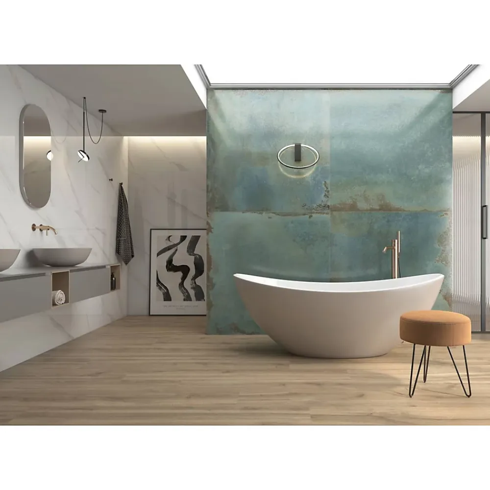 Gioia Materia Carrelage grès cérame effet marbre BLANC STATUARY 60x60 cm Blanc - Brillant / Poli - boîte de 1.44 m2- Carrelage Sol Pour Wc|Carrelage Sol Uni