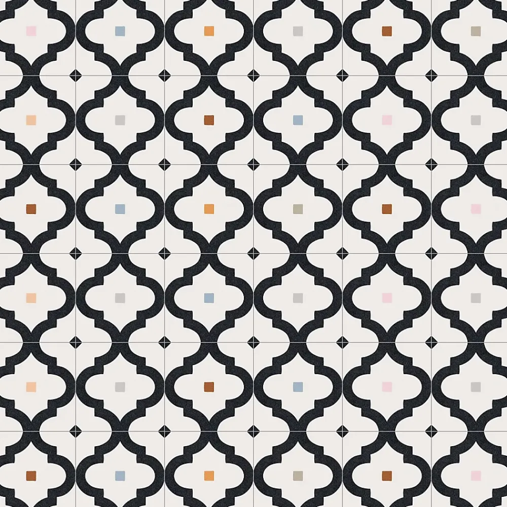 Gioia Materia Carrelage grès cérame effet carreau de ciment MAORI LADAKHI 20x20 cm Noir - Mat - boîte de 1 m2- Carrelage Sol Pour Wc