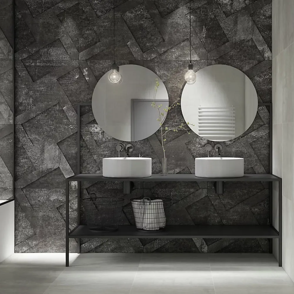 Gioia Materia Carrelage Sol Pour Wc<Carrelage grès cérame effet métal Alchemy 7.0 60x60 cm Noir - Naturel - boîte de 1.77 m2