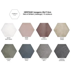 Gioia Materia Carrelage grès cérame effet rustique HERITAGE hexagone 20x17,5cm Hexagone 20x17.5 cm Blanc cassé - Mat et Brillant (mélange) - bo- Carrelage Sol Uni