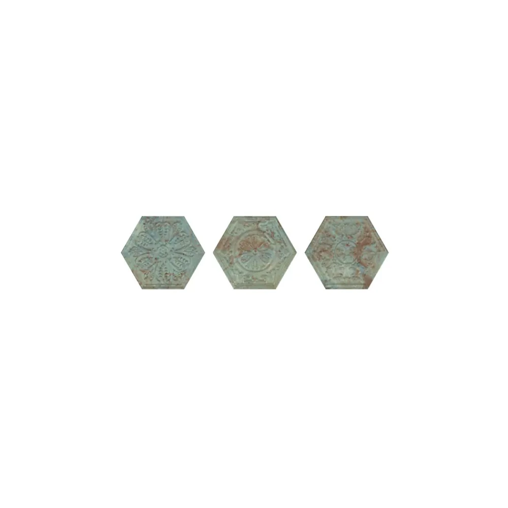 Gioia Materia Carrelage grès cérame effet métal ZINC HEXAGONE GREEN Hexagone 29x25cm Décor Vert - - boîte de 0.94 m2- Carrelage Sol Uni|Carrelage Sol Pour Wc