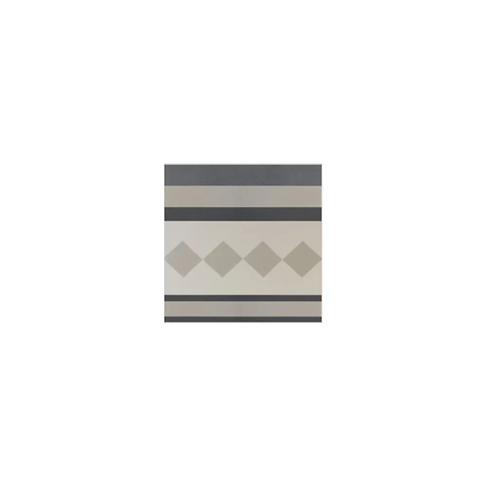 Gioia Materia Carrelage grès cérame effet carreau de ciment MOTIF CUBE 3D CAPRICE PROVENCE 20x20cm Frise (droit) 20x20 cm Gris - Mat - boîte de- Carrelage Sol Pour Wc