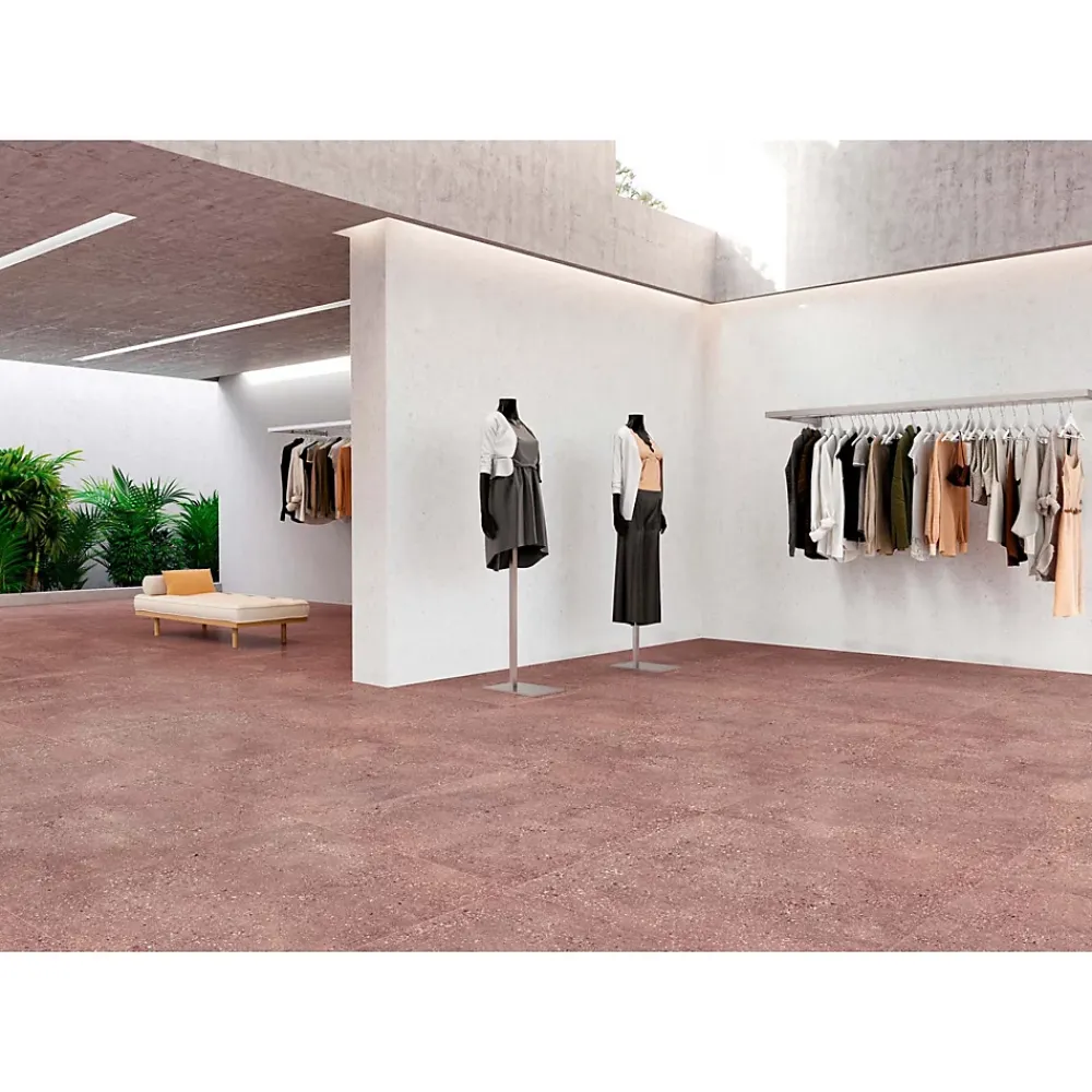 Gioia Materia Carrelage grès cérame effet terrazzo Wind 100x25 cm Rouge - Naturel - boîte de 1.75 m2- Carrelage Sol Pour Wc