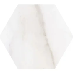 Allocarrelage Carrelage Hexagonal Marbre 15x17 Diamond Mat Blanc Beige- Carrelage Sol Effet Marbre