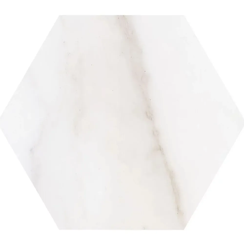 Allocarrelage Carrelage Hexagonal Marbre 15x17 Diamond Mat Blanc Beige- Carrelage Sol Effet Marbre