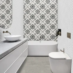 Concept Mosaïque carrelage imitation carreaux ciment 44x44 cm TISA BLACK- Carrelage Sol Effet Carreaux De Ciment