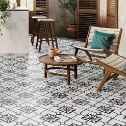 Concept Mosaïque carrelage imitation carreaux ciment 44x44 cm TISA BLACK- Carrelage Sol Effet Carreaux De Ciment