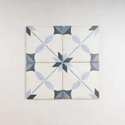 Gioia Materia Carrelage Imitation Carreaux de Ciment ART NOUVEAU DECOR 20x20 Arcade Blue - Les Carreaux de Jean- Carrelage Sol Effet Carreaux De Ciment