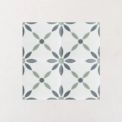 Les Carreaux De Jean  Carrelage Imitation Carreaux De Ciment 22,3x22,3 HAVANA White Flowers - Les Carreaux de Jean- Carrelage Sol Effet Carreaux De Ciment