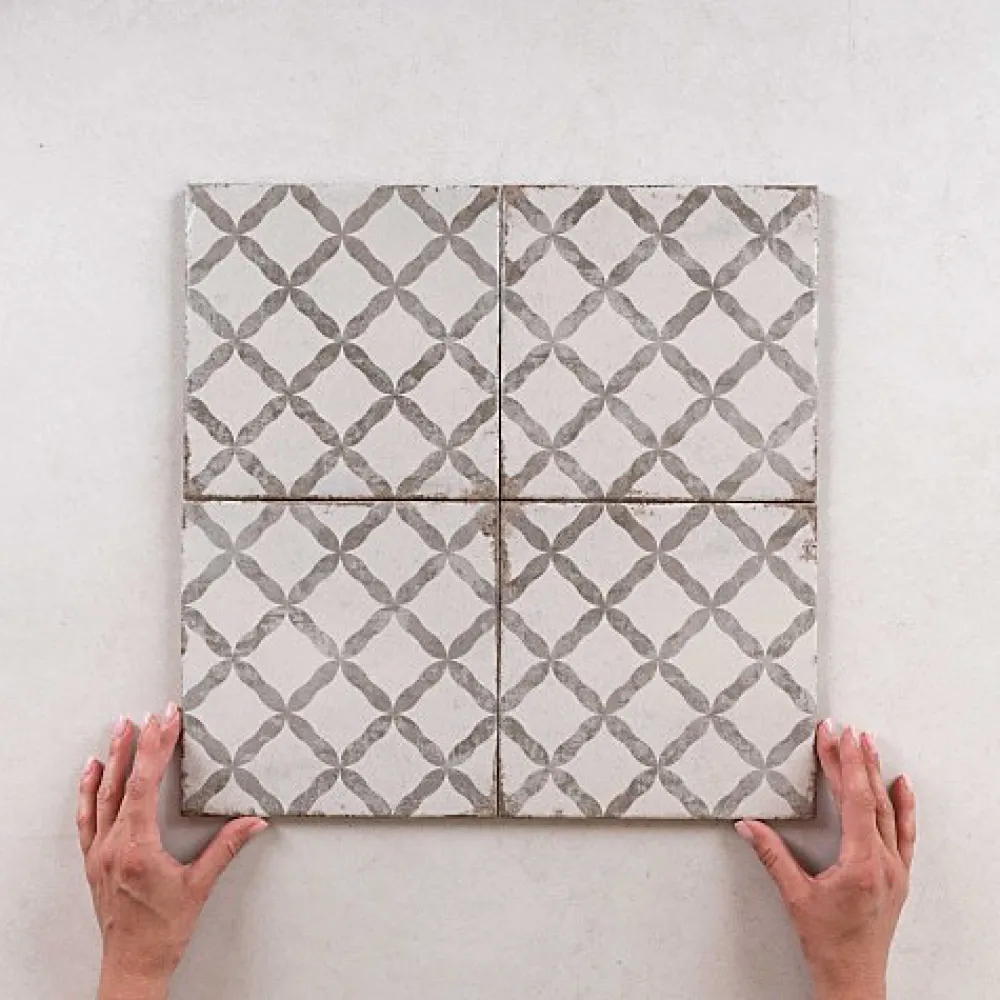 Les Carreaux De Jean Carrelage Imitation Carreaux de Ciment GRAFTON 20x20 Dorset Taupe - Les Carreaux de Jean- Carrelage Sol Effet Carreaux De Ciment|Carrelage Sol Pour Cuisine