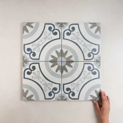 Les Carreaux De Jean  Carrelage Imitation Carreaux De Ciment 22,3x22,3 HAVANA White Garden - Les Carreaux de Jean- Carrelage Sol Effet Carreaux De Ciment