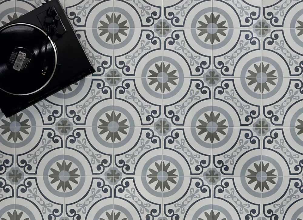 Les Carreaux De Jean Carrelage Imitation Carreaux De Ciment 22,3x22,3 HAVANA White Garden - Les Carreaux de Jean- Carrelage Sol Effet Carreaux De Ciment
