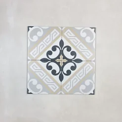 Les Carreaux De Jean  Carrelage Sol Effet Carreaux De Ciment<Carrelage Imitation Carreaux de Ciment LA MADELEINE 20x20 Juliette Marron - Les Carreaux de Jean