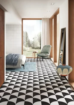 Les Carreaux De Jean  Carrelage Imitation Carreaux De Ciment 20x20 SCENARIO Tappeto 2B Nero - Les Carreaux de Jean- Carrelage Sol Effet Carreaux De Ciment