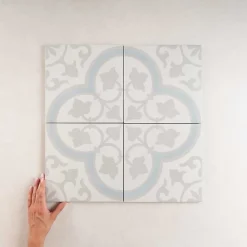 Les Carreaux De Jean  Carrelage Imitation Carreaux De Ciment 22,3x22,3 HAVANA Silver Ornate - Les Carreaux de Jean- Carrelage Sol Effet Carreaux De Ciment