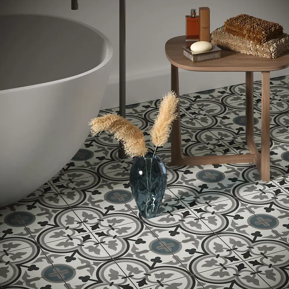 Les Carreaux De Jean Carrelage Sol Effet Carreaux De Ciment<Carrelage Imitation Carreaux De Ciment 20x20 LA VILETTE George Bleu - Les Carreaux de Jean