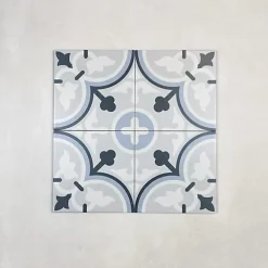 Les Carreaux De Jean Carrelage Imitation Carreaux de Ciment LA MADELEINE 20x20 Flavie Bleu - Les Carreaux de Jean- Carrelage Sol Effet Carreaux De Ciment