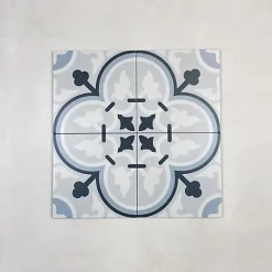 Les Carreaux De Jean Carrelage Imitation Carreaux de Ciment LA MADELEINE 20x20 Flavie Bleu - Les Carreaux de Jean- Carrelage Sol Effet Carreaux De Ciment