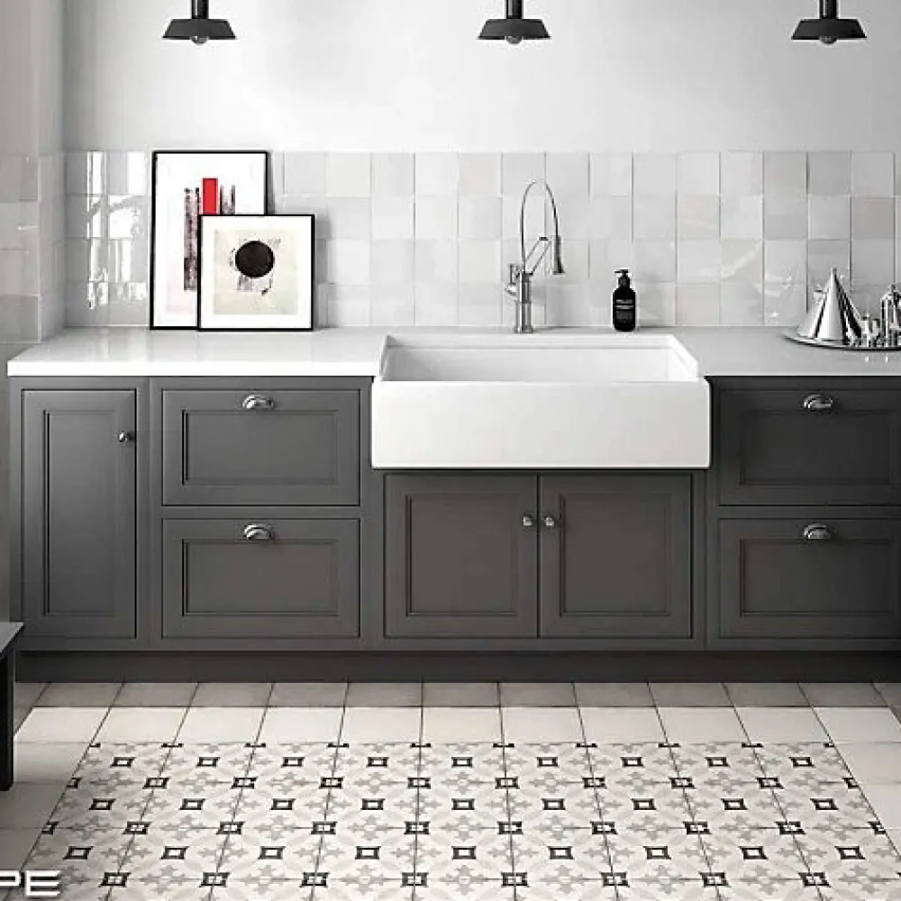 Gioia Materia Carrelage Sol Pour Cuisine|Carrelage Sol Effet Carreaux De Ciment<Carrelage Imitation Carreaux de Ciment ART NOUVEAU DECOR 20x20 Karlspatz Grey - Les Carreaux de Jean