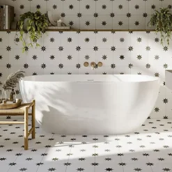 Les Carreaux De Jean  Carrelage Imitation Carreaux de Ciment Blanc Étoile STAR 44x44 White- Les Carreaux de Jean- Carrelage Sol Effet Carreaux De Ciment|Carrelage Sol Pour Cuisine