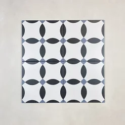 Les Carreaux De Jean  Carrelage Imitation Carreaux de Ciment LA MADELEINE 20x20 Chere Noir - Les Carreaux de Jean- Carrelage Sol Effet Carreaux De Ciment