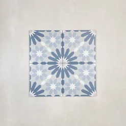 Les Carreaux De Jean  Carrelage Imitation Carreaux de Ciment LA MADELEINE 20x20 Syrah Bleu - Les Carreaux de Jean- Carrelage Sol Effet Carreaux De Ciment