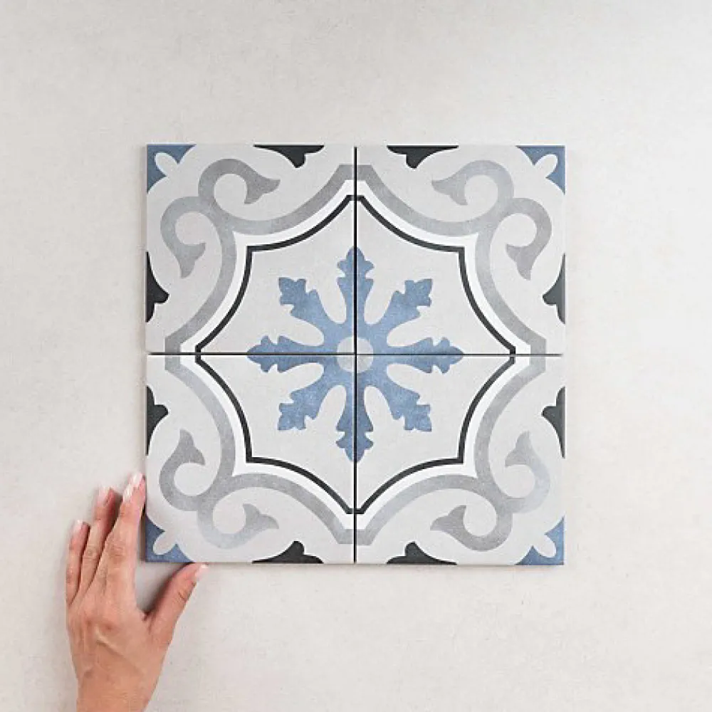 Les Carreaux De Jean Carrelage Imitation Carreaux de Ciment FLEUR 15x15 Lou - Les Carreaux de Jean- Carrelage Sol Effet Carreaux De Ciment