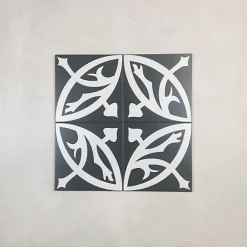 Les Carreaux De Jean  Carrelage Imitation Carreaux de Ciment LA MADELEINE 20x20 Zelie Noir - Les Carreaux de Jean- Carrelage Sol Effet Carreaux De Ciment