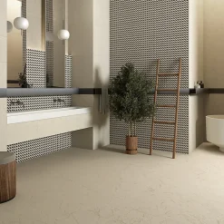 Tinker Carrelage Imitation Pierre Crema blanc 80x80 cm- Carrelage Sol Effet Pierre