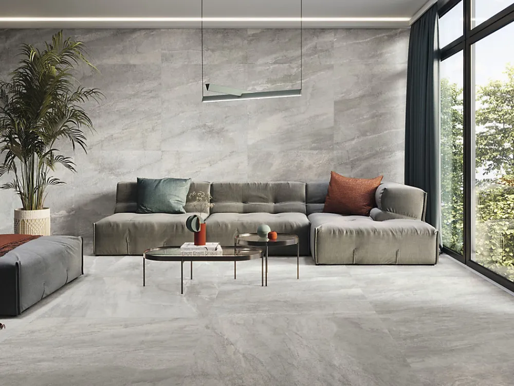 Tinker Carrelage imitation pierre Astro Gris 60x60 cm- Carrelage Sol Effet Pierre