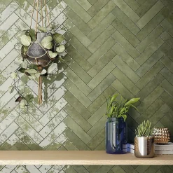 Concept Mosaïque carrelage imitation zellige 6x24.6 cm sage green- Faïence Unie|Faïence Pour Wc