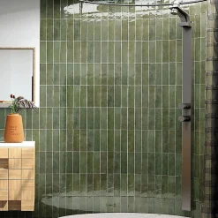 Concept Mosaïque carrelage imitation zellige 6x24.6 cm sage green- Faïence Unie|Faïence Pour Wc