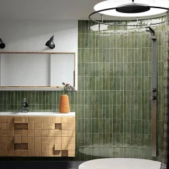 Concept Mosaïque carrelage imitation zellige 6x24.6 cm sage green- Faïence Unie|Faïence Pour Wc