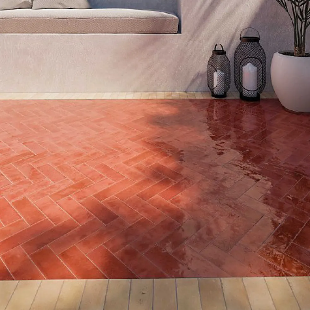 Les Carreaux De Jean Carrelage intérieur Effet Zellige Rouge BEJMAT 5x15 Carmin - Les Carreaux de Jean- Faïence Pour Cuisine|Faïence Pour Douche