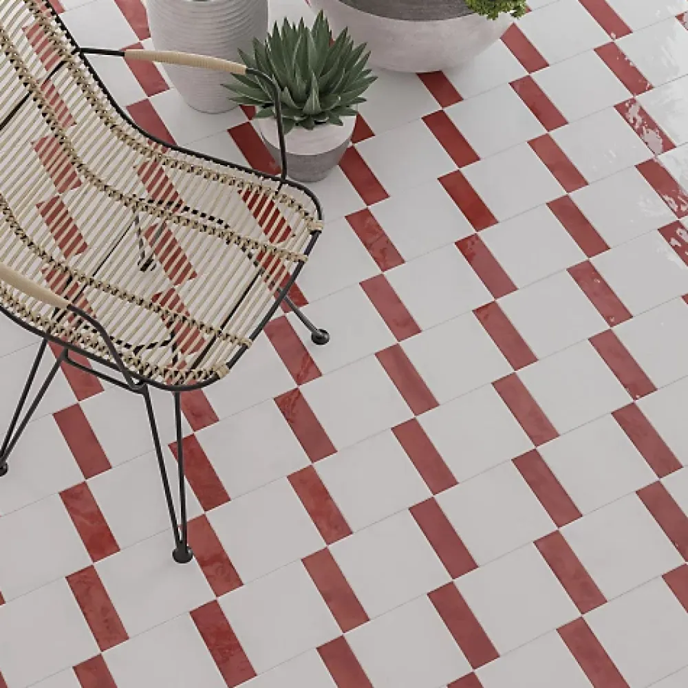 Les Carreaux De Jean Carrelage intérieur Effet Zellige Rouge BEJMAT 5x15 Carmin - Les Carreaux de Jean- Faïence Pour Cuisine|Faïence Pour Douche