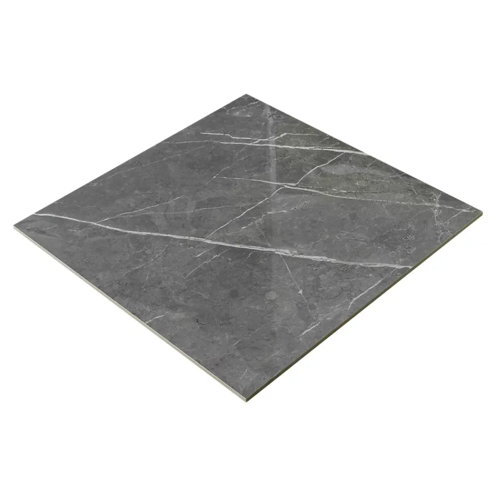 GoodHome Carrelage Mural Pour Pièce À Vivre|Carrelage Mural Effet Marbre<Carrelage intérieur sol et mur gris foncé effet marbre brillant L.59.5 x l.59.5 cm x ép.9 mm, Ultimate Marble