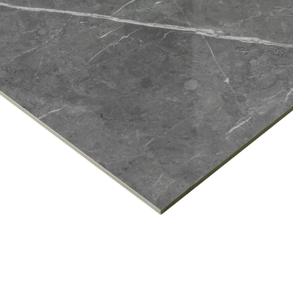 GoodHome Carrelage Mural Pour Pièce À Vivre|Carrelage Mural Effet Marbre<Carrelage intérieur sol et mur gris foncé effet marbre brillant L.59.5 x l.59.5 cm x ép.9 mm, Ultimate Marble
