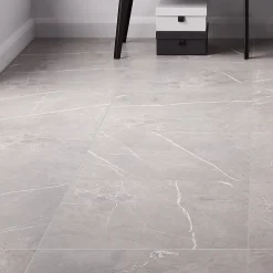 GoodHome Carrelage Mural Pour Pièce À Vivre|Carrelage Sol Pour Cuisine<Carrelage intérieur sol et mur effet marbre gris mat L.59.5 x l.59.5 cm x ép.9 mm, Ultimate Marble