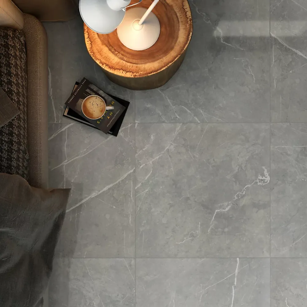 GoodHome Carrelage Mural Pour Pièce À Vivre|Carrelage Sol Pour Cuisine<Carrelage intérieur sol et mur effet marbre gris mat L.59.5 x l.59.5 cm x ép.9 mm, Ultimate Marble