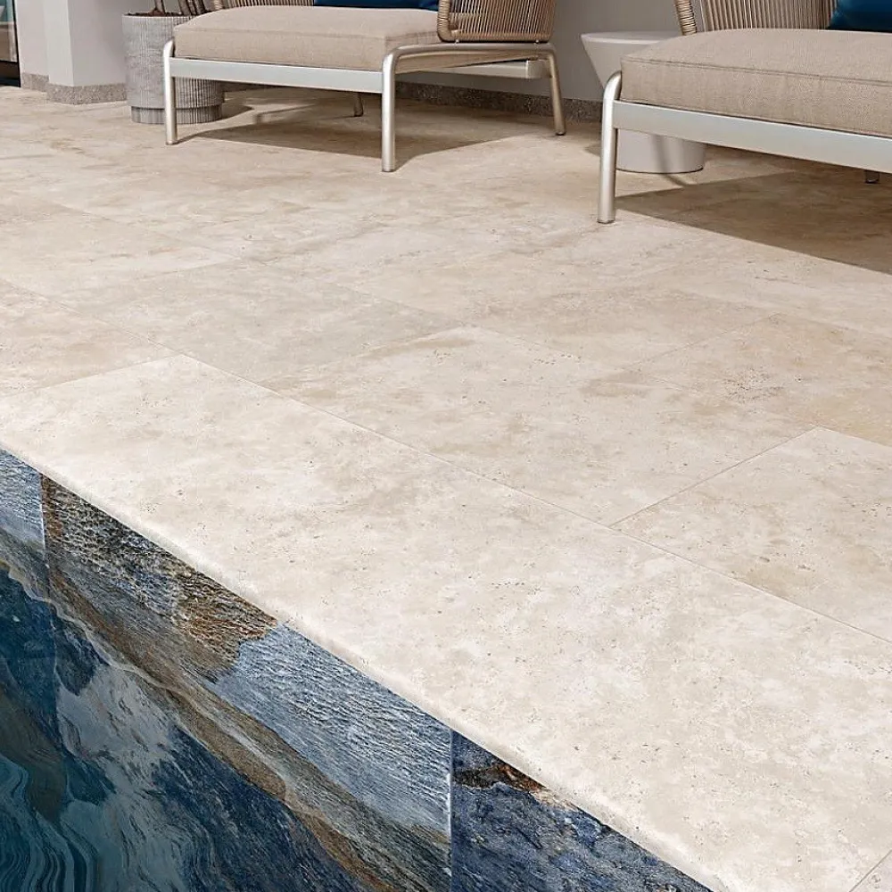 Concept Mosaïque Carrelage izmir 40x60 cm effet travertin antidérapant r11- Carrelage Extérieur Et Terrasse