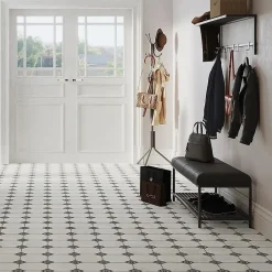Concept Mosaïque carrelage LEEDS BLACK 33x33cm imitation carreaux ciment- Carrelage Sol Effet Carreaux De Ciment