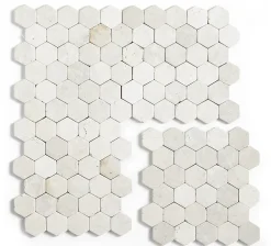 Pegane Carrelage mosaïque (Boite de 1m²) /Plaque de mosaïque mur et sol en marbre naturel coloris blanc - 33 x 33 cm- Mosaïque Pour Pièce À Vivre|Mosaïque Pour Salle De Bains
