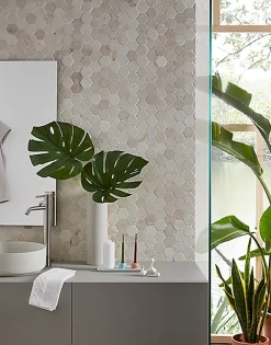 Pegane Carrelage mosaïque (Boite de 1m²) /Plaque de mosaïque mur et sol en marbre naturel coloris blanc - 33 x 33 cm- Mosaïque Pour Pièce À Vivre|Mosaïque Pour Salle De Bains