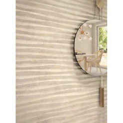 Aelle Carrelage Carrelage mur à relief effet béton beige 32x99 cm DANXIA BANAWE R CREMA- Carrelage Mural Effet Béton