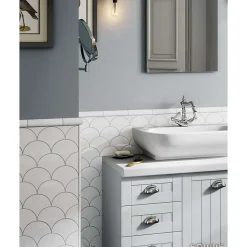 Aelle Carrelage Carrelage Mural Uni<Carrelage mur écaillon de poisson uni blanc brillant 10,6x12 cm SCALE FAN WHITE