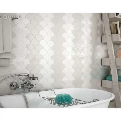 Aelle Carrelage Carrelage Mural Uni<Carrelage mur écaillon de poisson uni blanc brillant 10,6x12 cm SCALE FAN WHITE