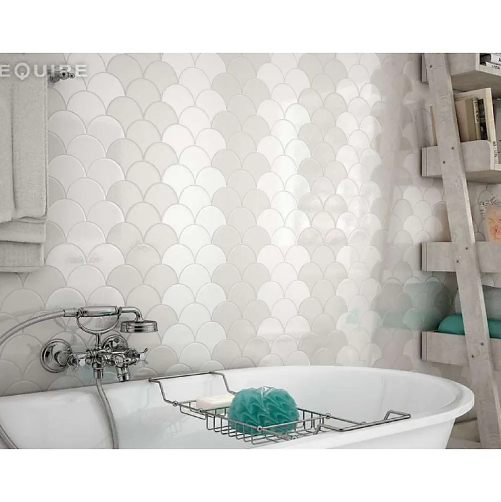 Aelle Carrelage Carrelage Mural Uni<Carrelage mur écaillon de poisson uni blanc brillant 10,6x12 cm SCALE FAN WHITE